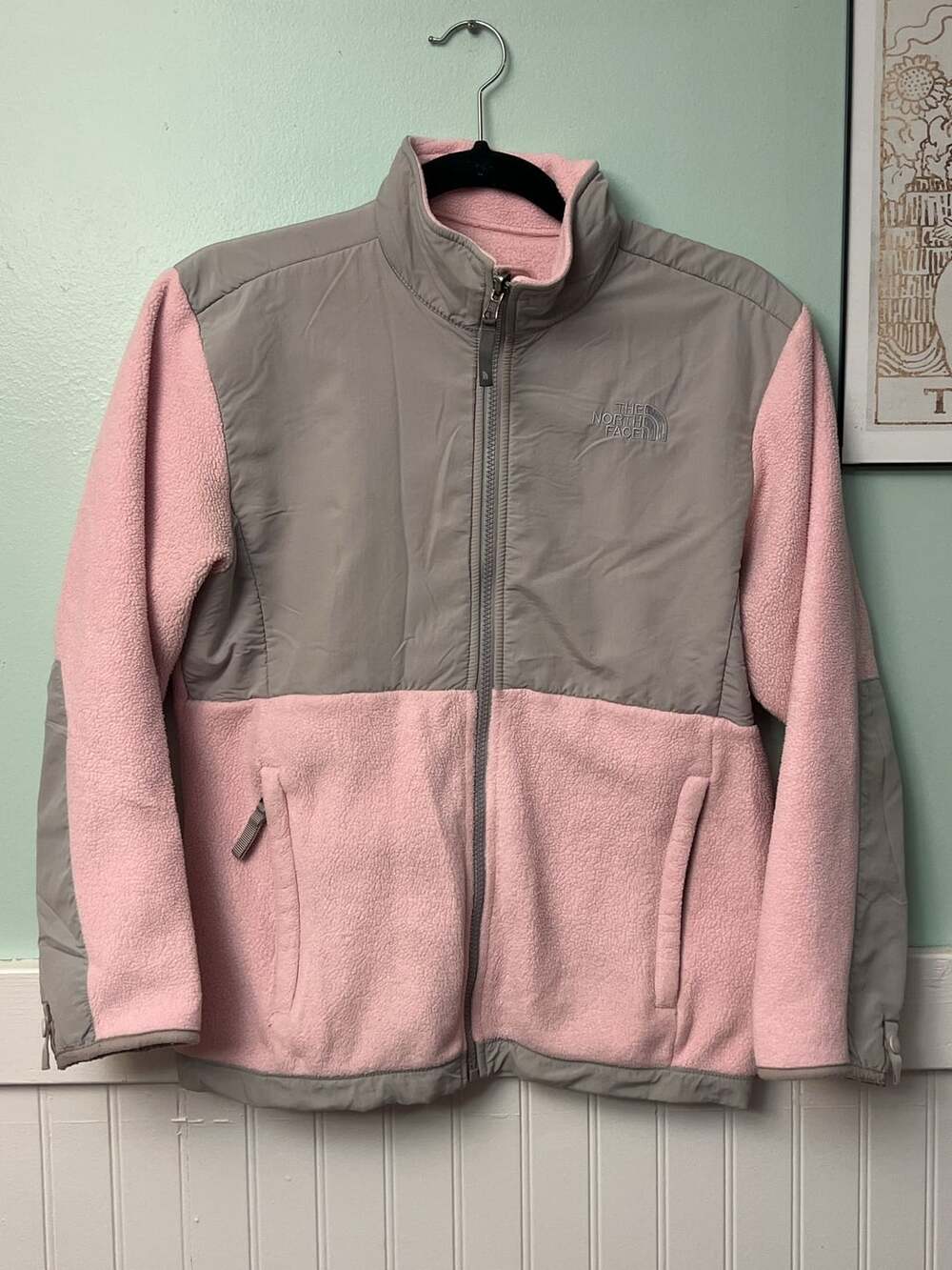 The North Face Pink Gray Zip Polartec Girl Youth Jacket L